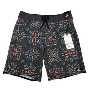 Billabong Recycler Pro Mens Board Shorts Size 26 Charcoal Tribal Print New